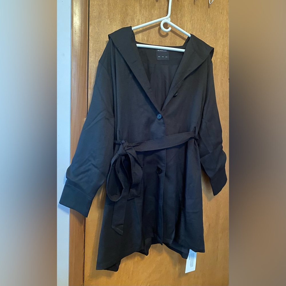 Booomchic Hooded Button Up Belted Coat